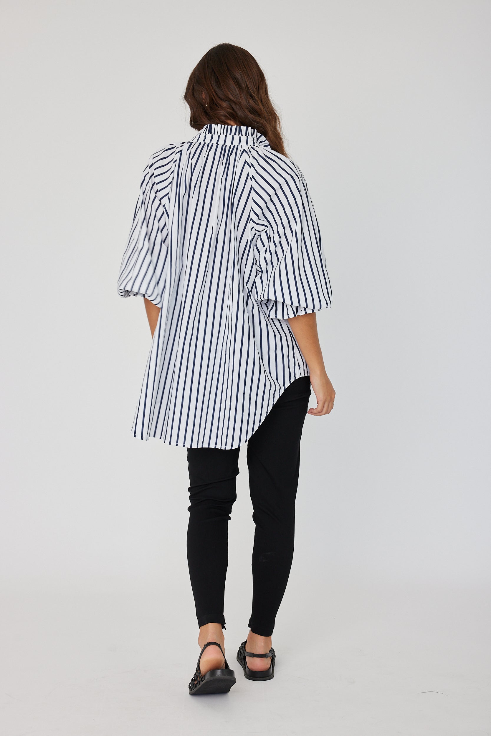 DANILL Blouse Navy Wide Stripe