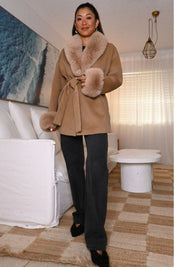 CARLO Faux Coat Tan
