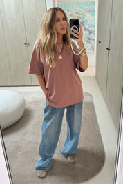 NIX V-Neck T-Shirt Mahogany