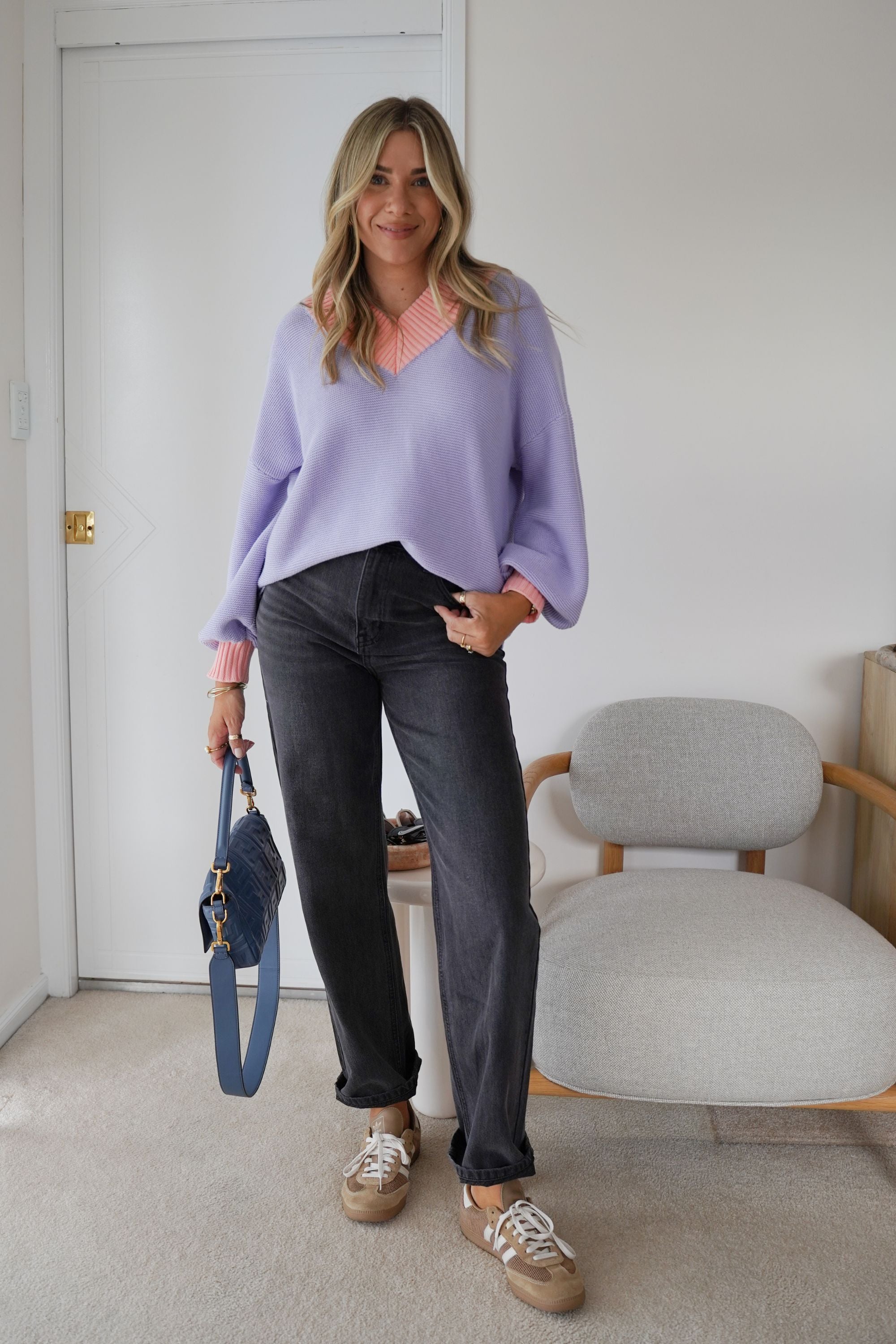 VISSY Knit Jumper Lilac/Peach