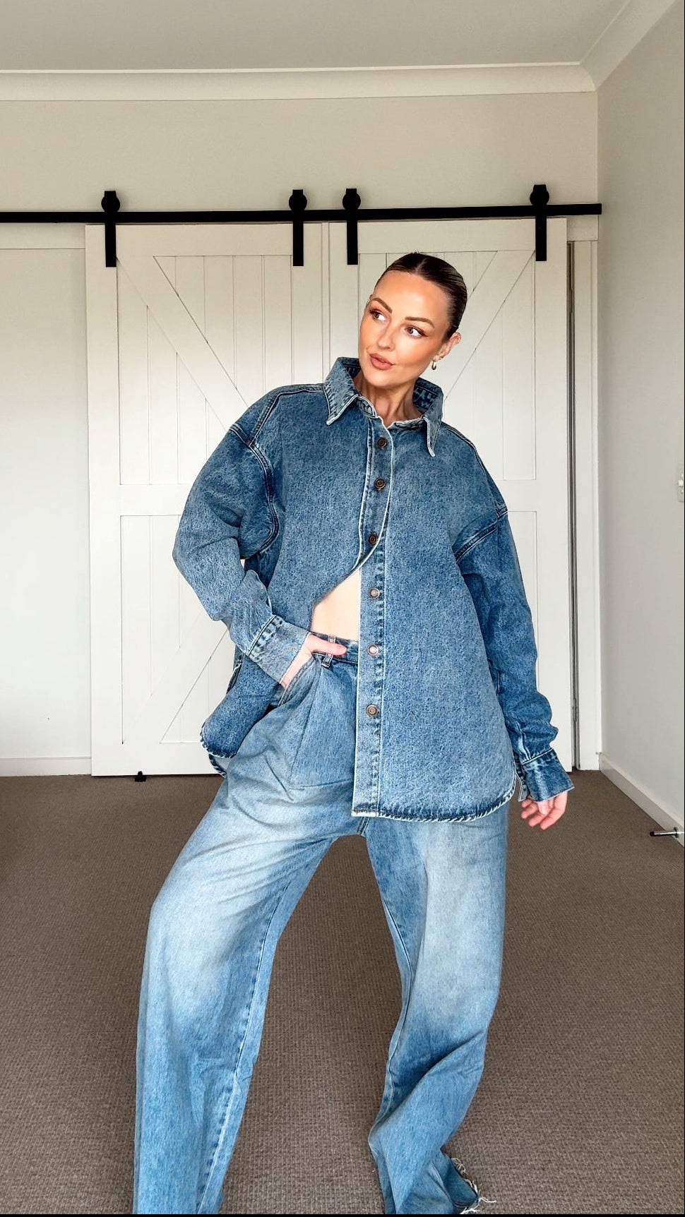 BASEN Shacket Blue Denim