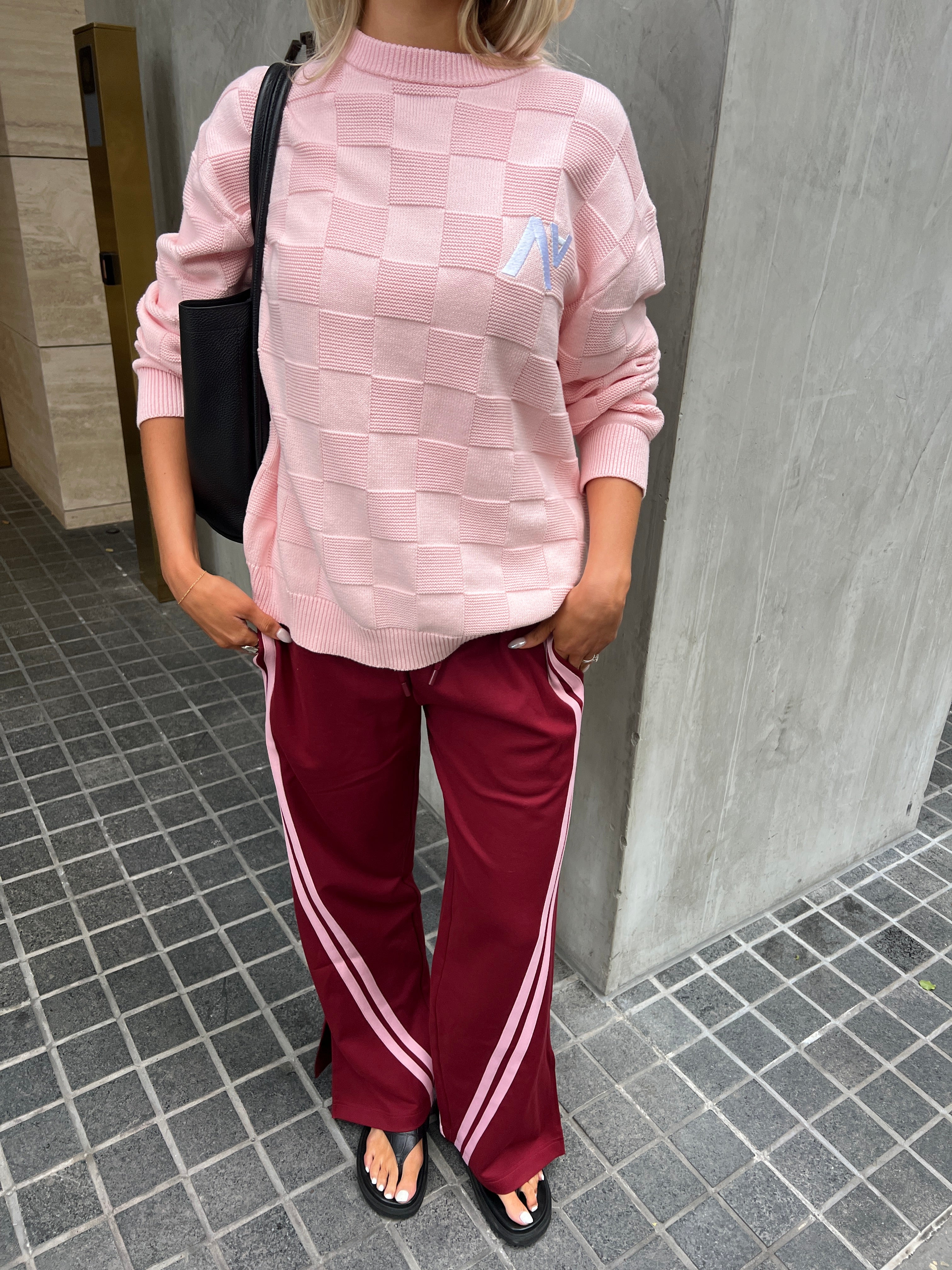 CATIER Knit Jumper in Light Pink, textured square-knit jumper by Alexandra Australia