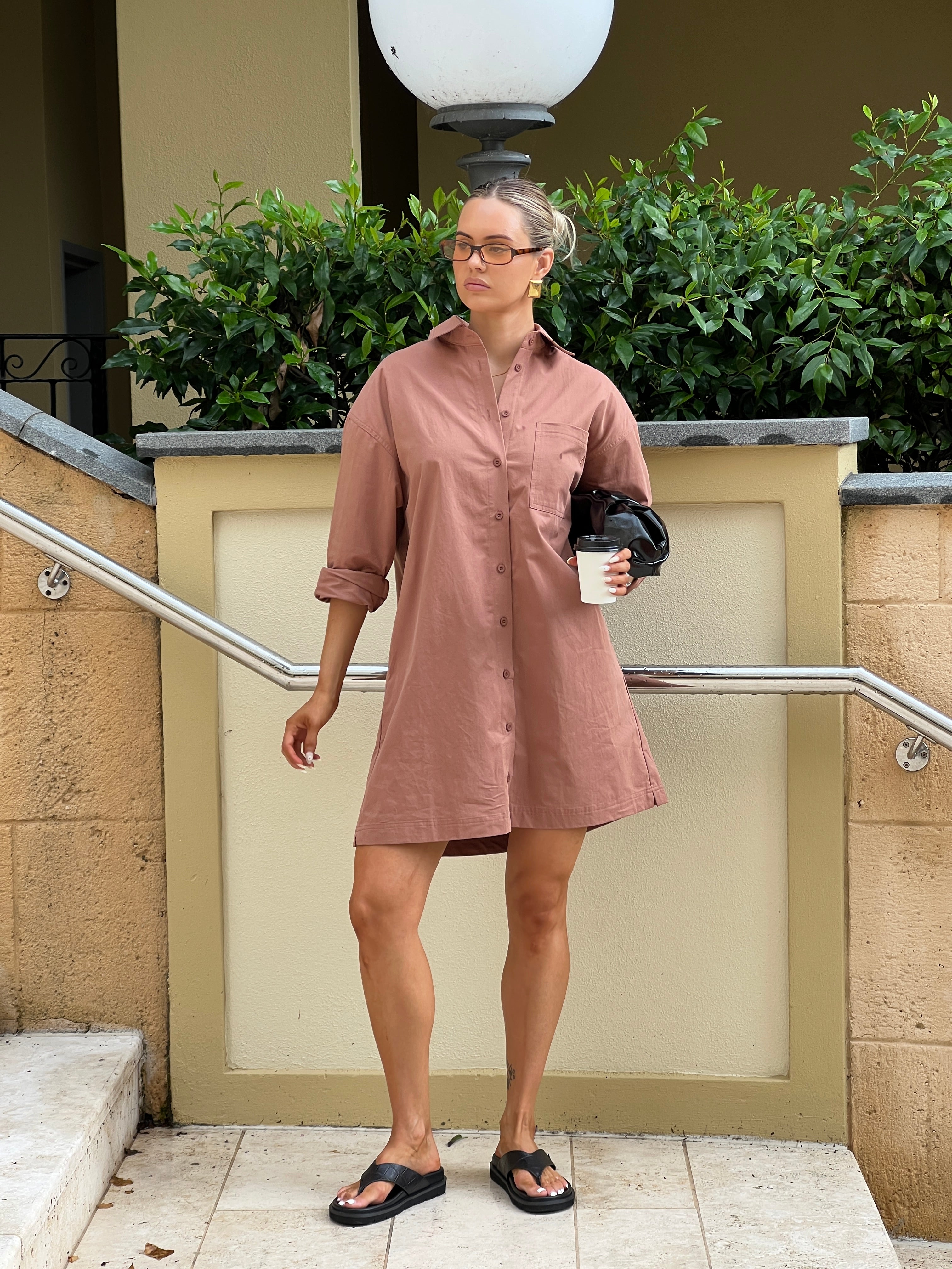 JETT Mini Dress Mahogany