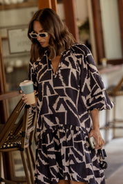 TOMMY Dress Navy Geo Print