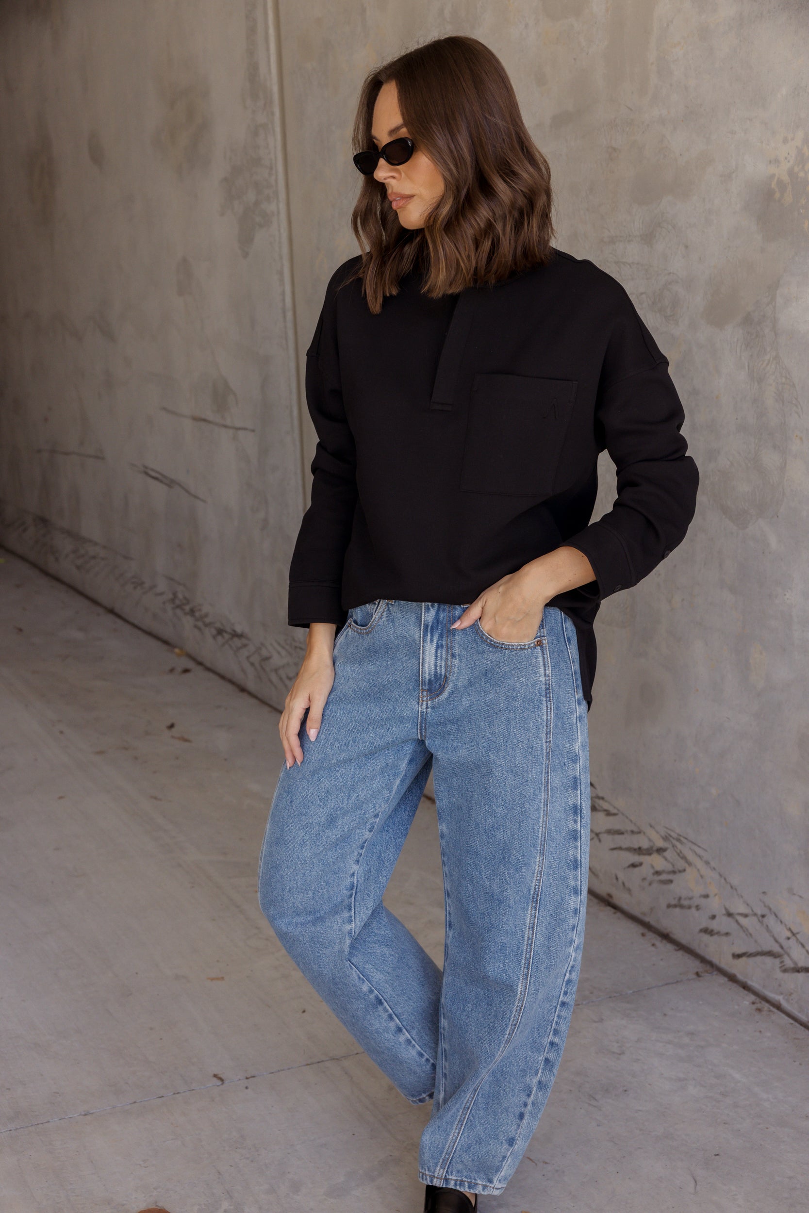 HENLEY Jumper Black