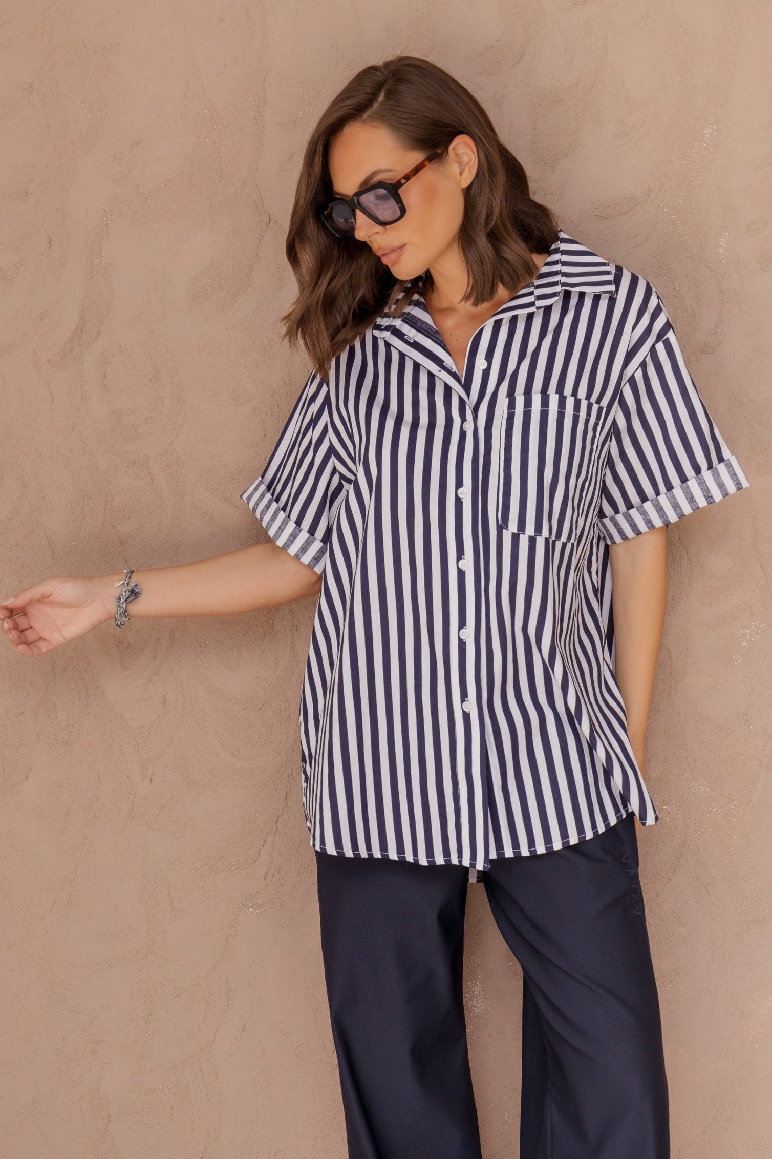 ROGUE Shirt Navy Wide Stripe
