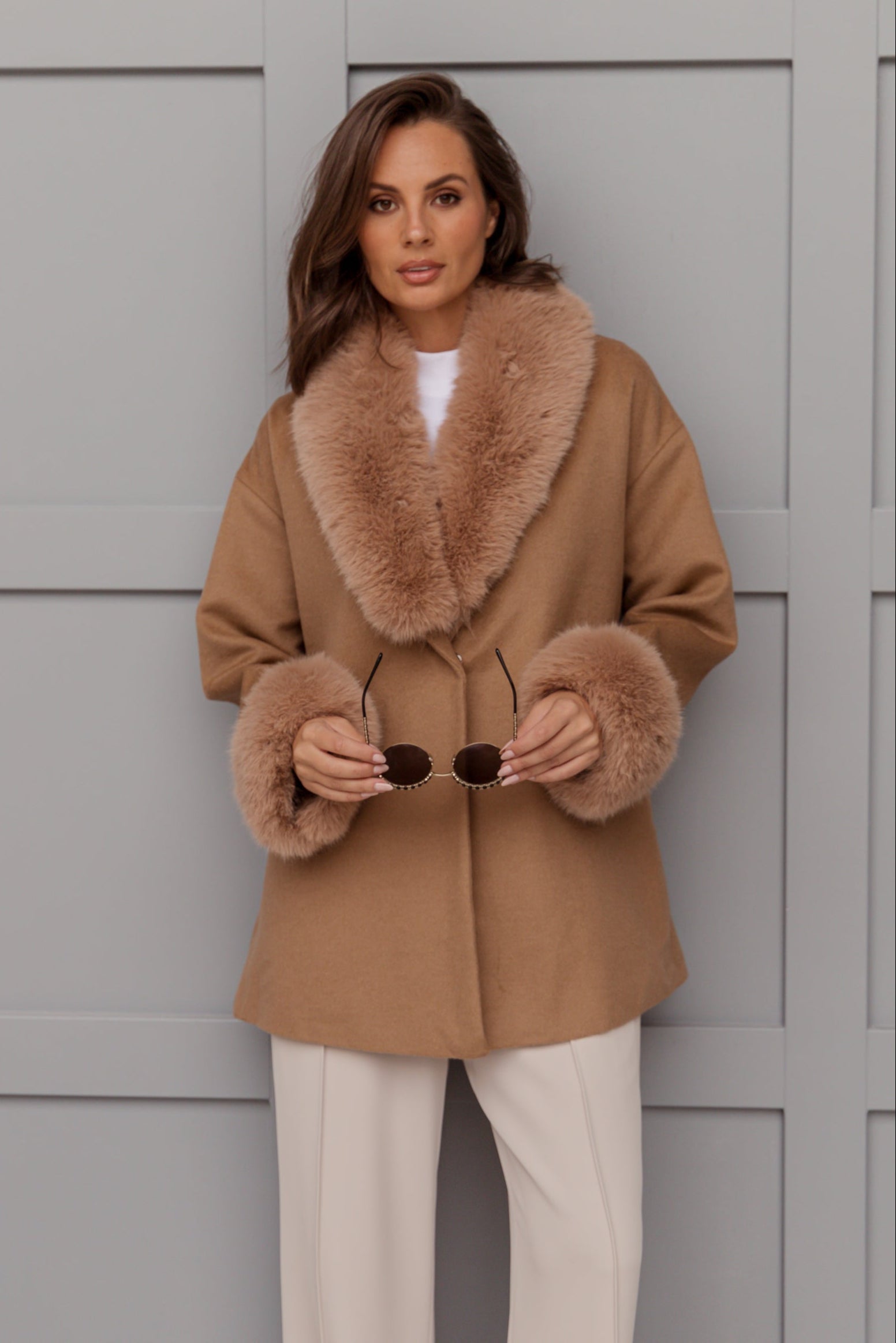 CARLO Faux Coat Tan