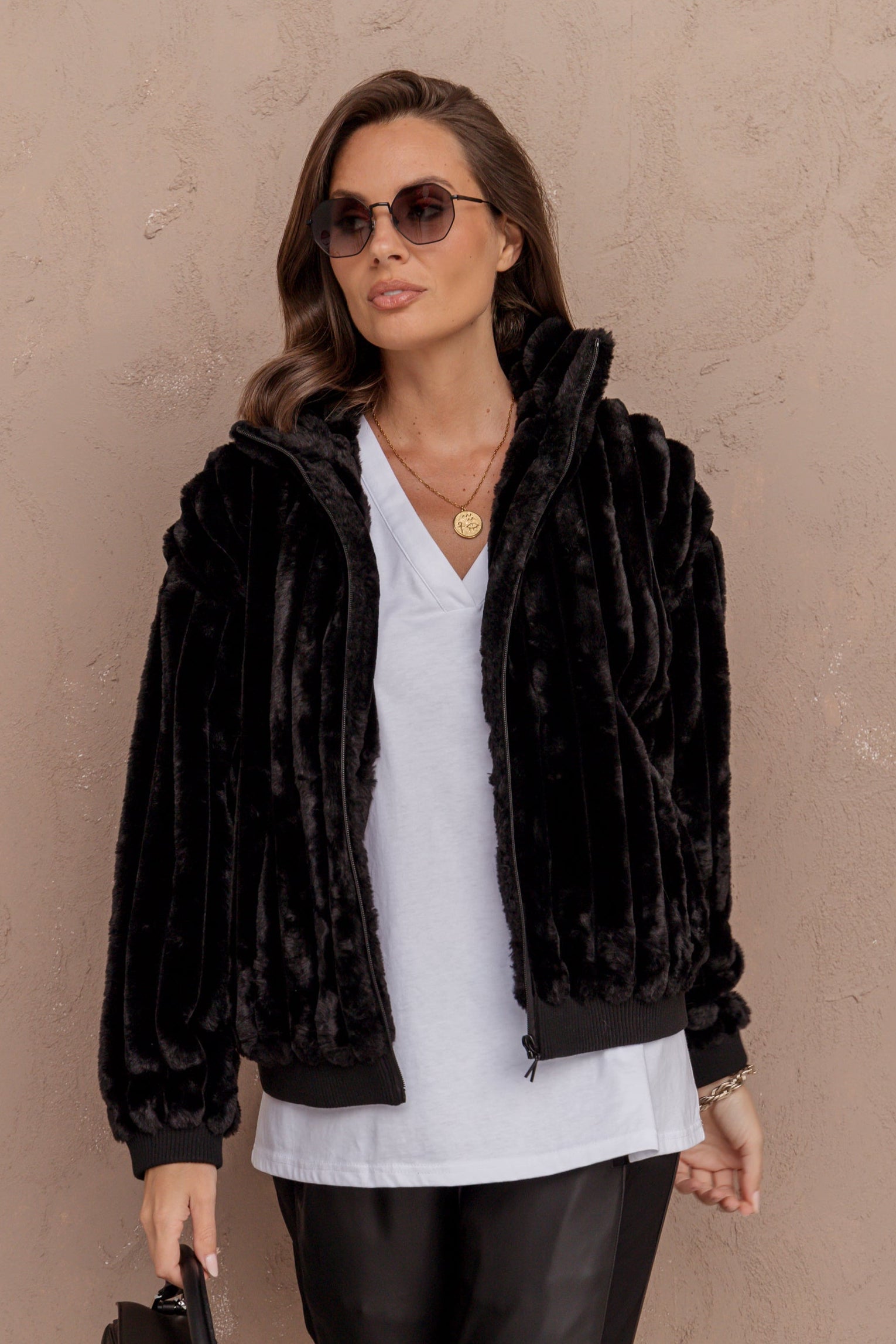 CHILLI Faux Jacket Black