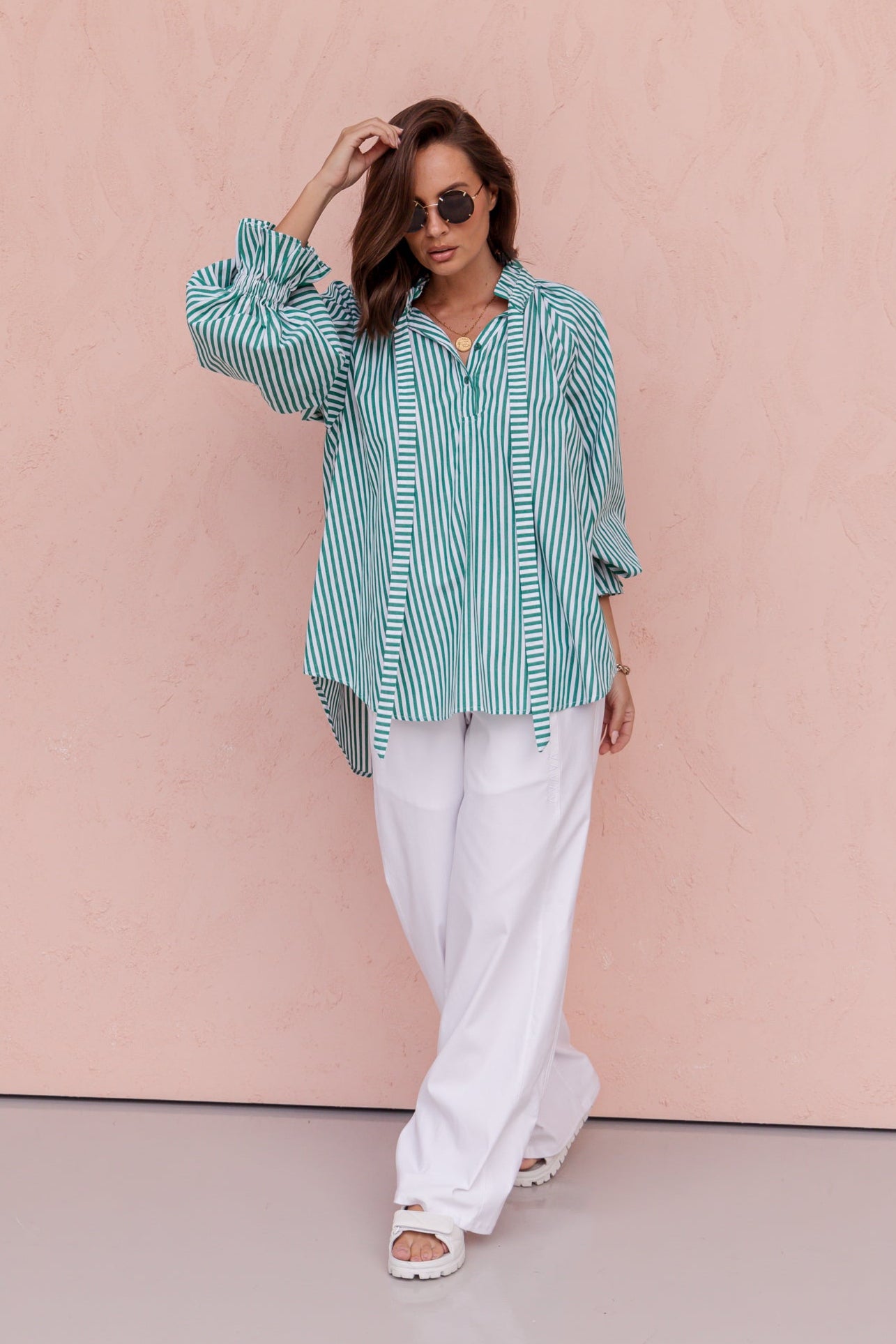 DANILL Blouse Green Stripe
