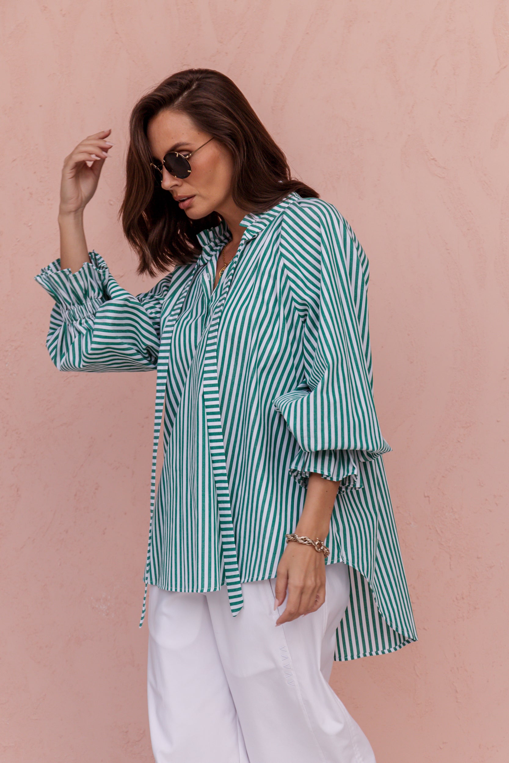 DANILL Blouse Green Stripe