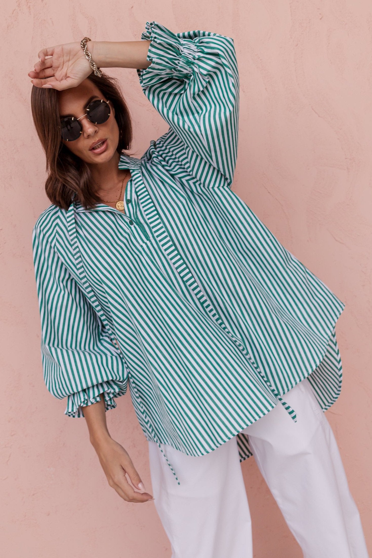 DANILL Blouse Green Stripe
