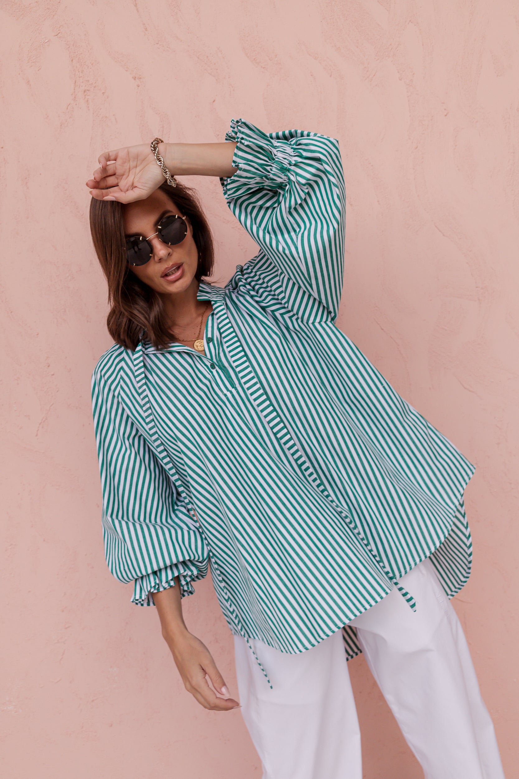 DANILL Blouse Green Stripe