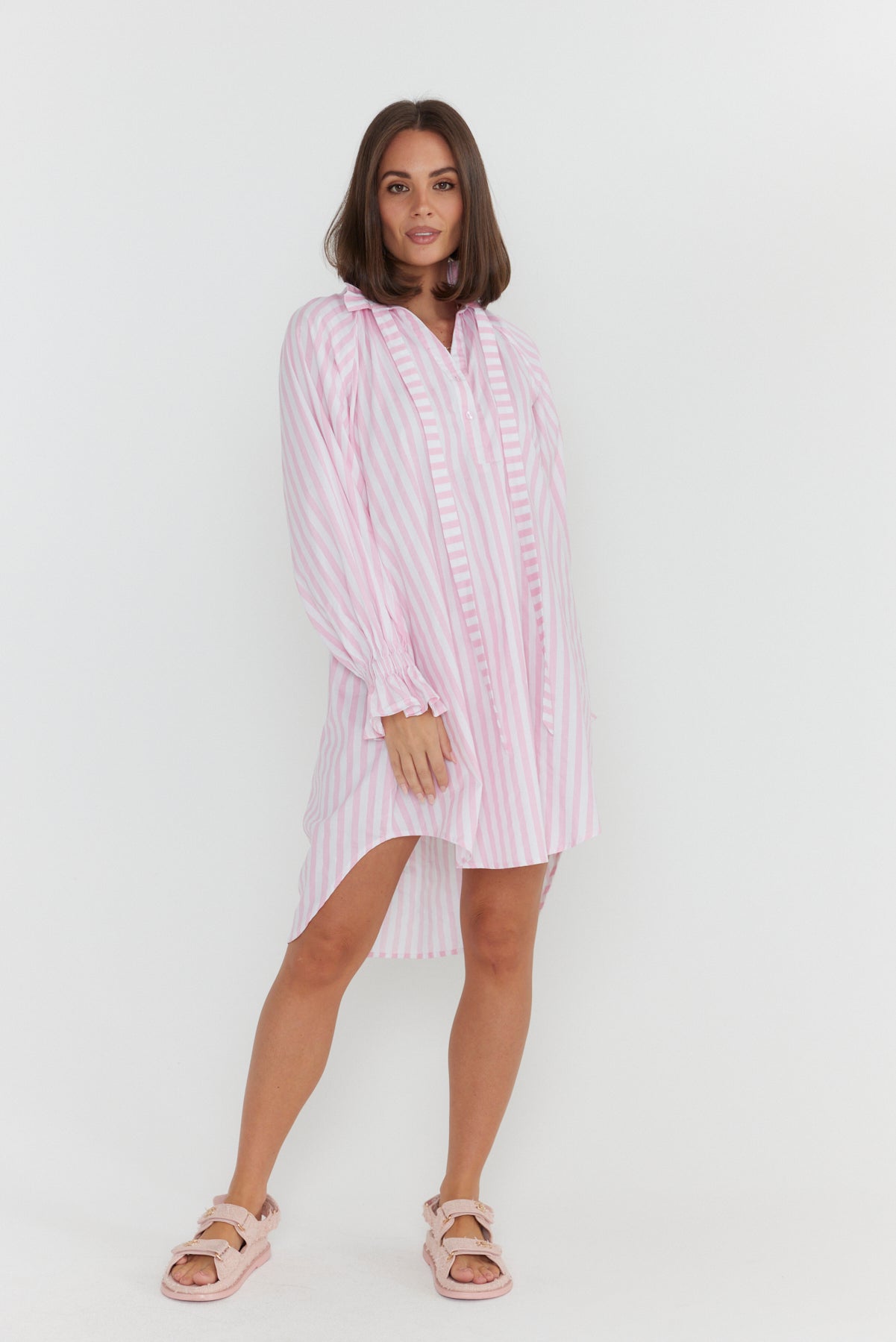 LYCIUM Dress Light Pink Thick Stripe