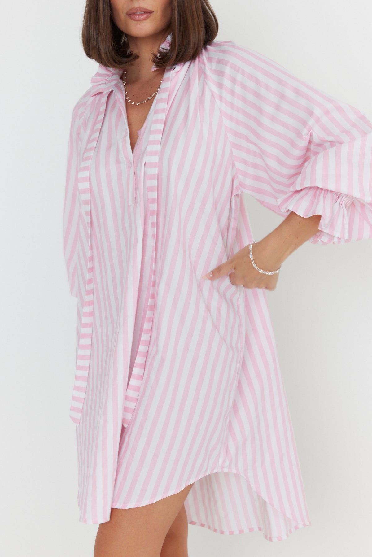 LYCIUM Dress Light Pink Thick Stripe