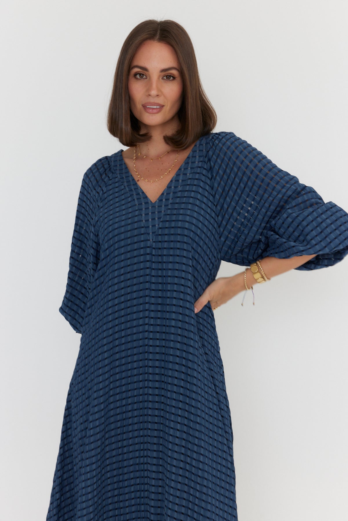 MADERO Dress Chequer Navy