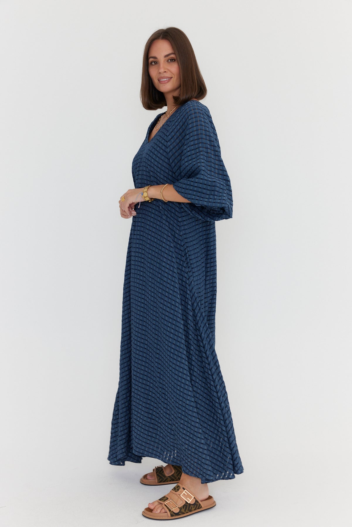 MADERO Dress Chequer Navy