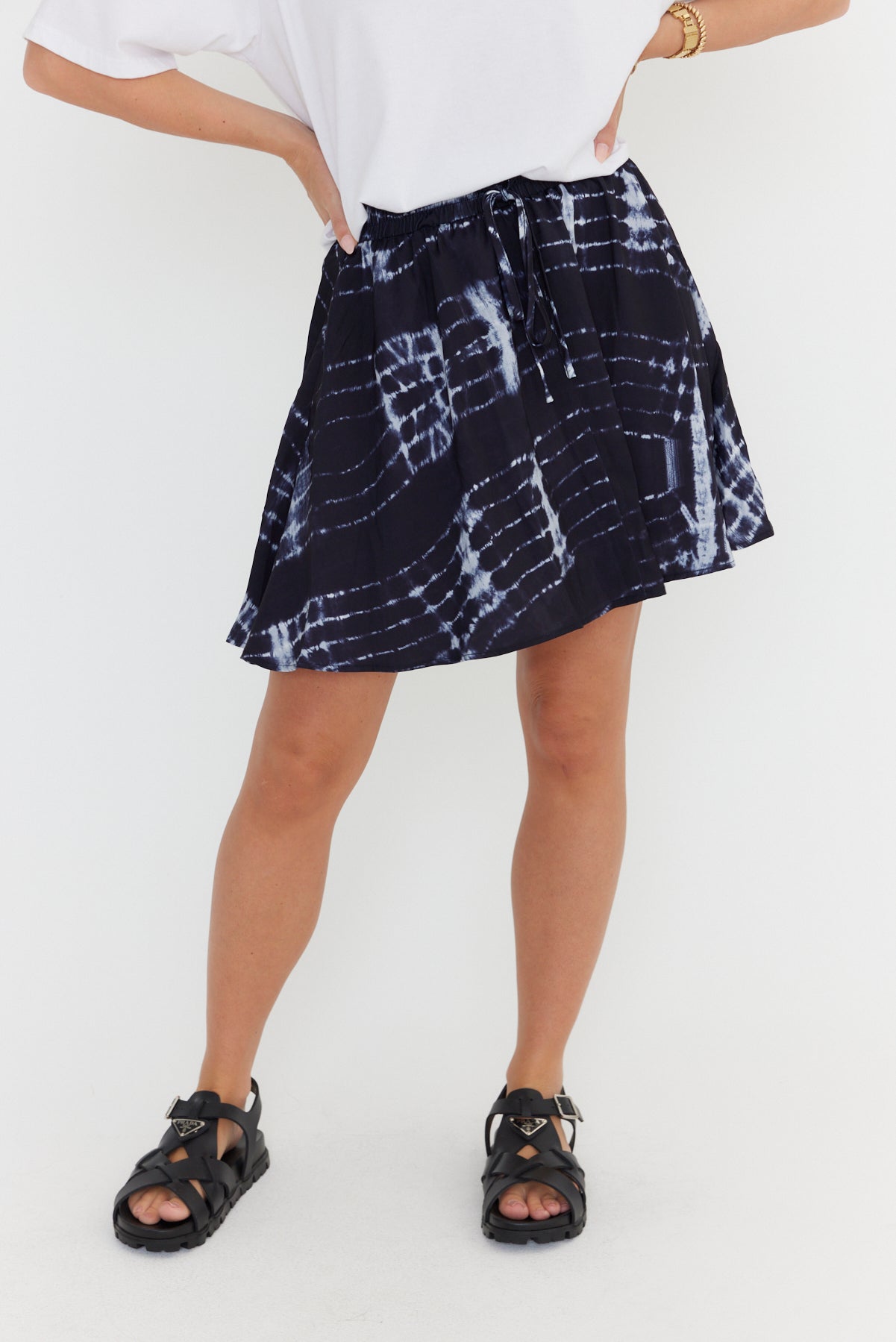 LUSTA Black Tie Dye Skirt