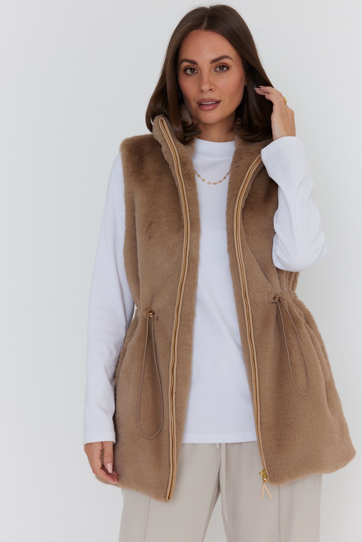 DUKE Faux Vest Hazelnut