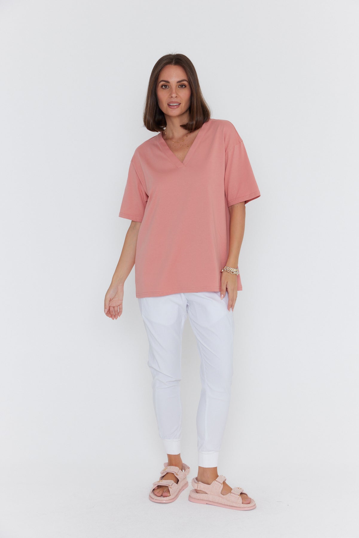 NIX V-Neck T-Shirt Dusty Rose