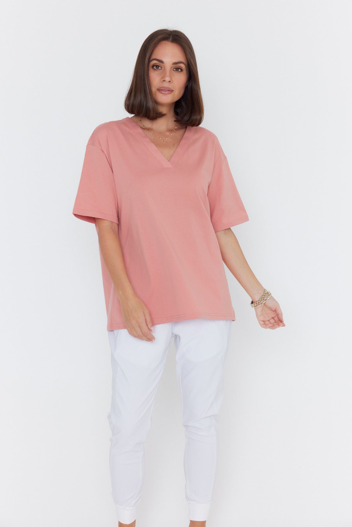 NIX V-Neck T-Shirt Dusty Rose