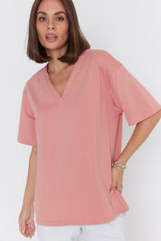 NIX V-Neck T-Shirt Dusty Rose