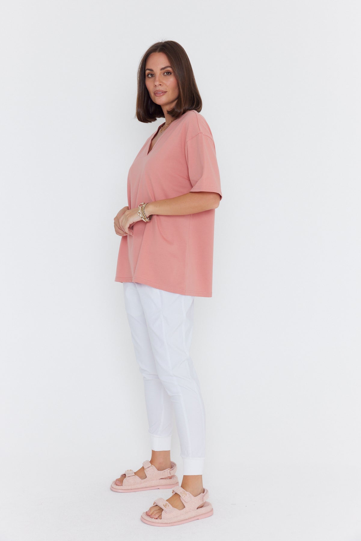 NIX V-Neck T-Shirt Dusty Rose