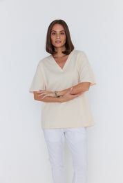 NIX V-Neck T-Shirt Cream