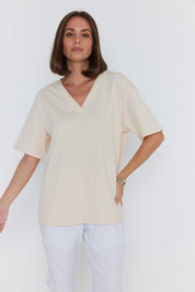 NIX V-Neck T-Shirt Cream