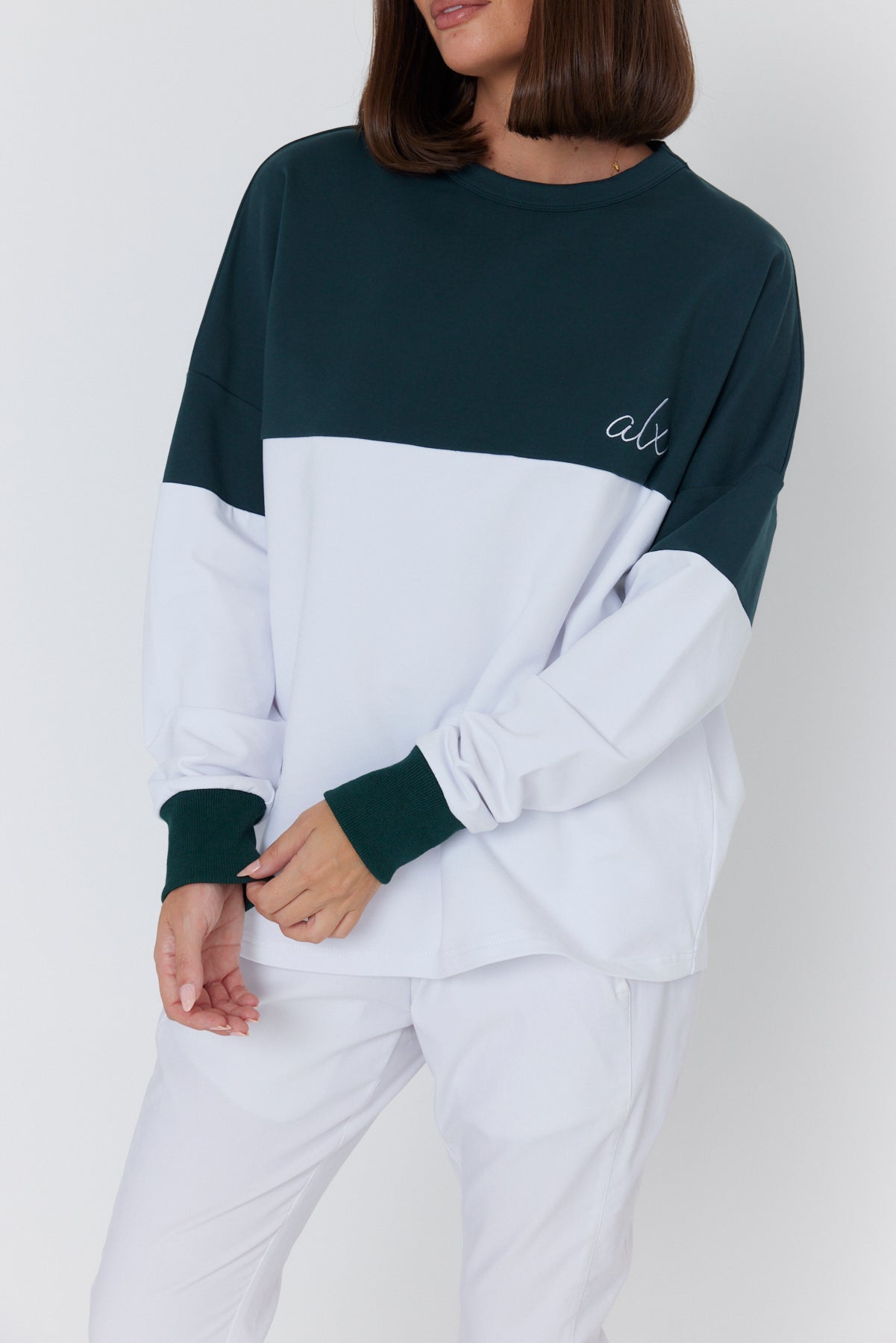 SIA Long Sleeve Top White/Green