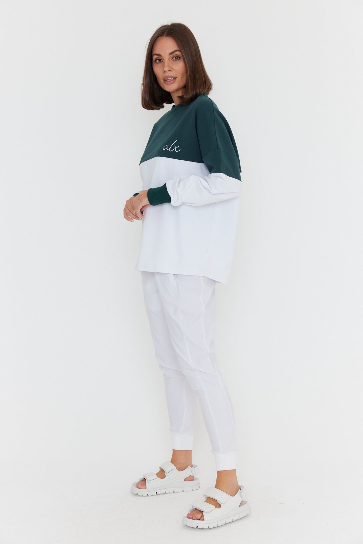 SIA Long Sleeve Top White/Green