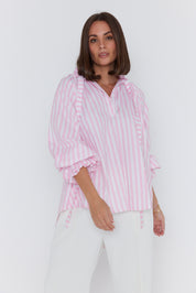 DANILL Blouse Light Pink Thick Stripe