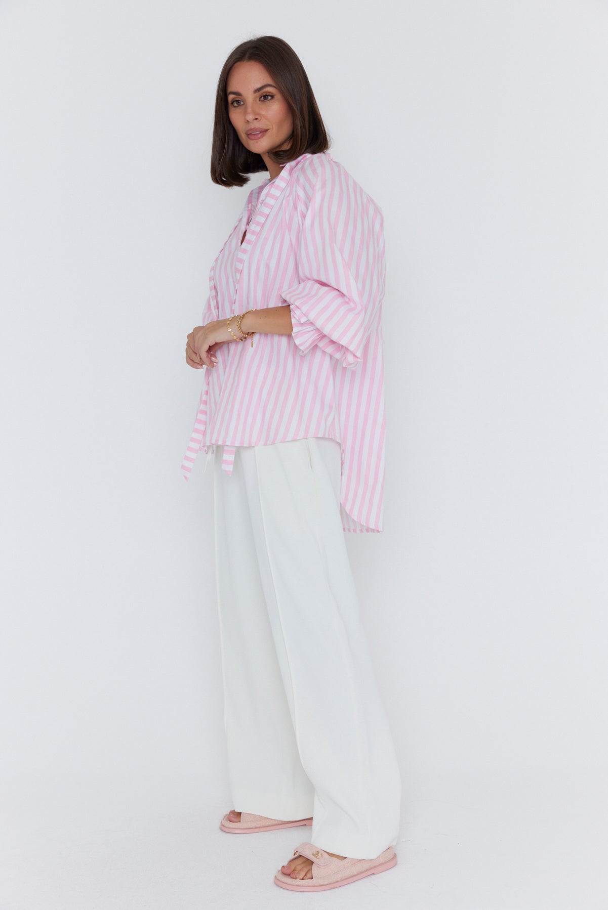 DANILL Blouse Light Pink Thick Stripe