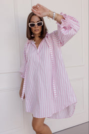 LYCIUM Dress Light Pink Thick Stripe