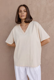 NIX V-Neck T-Shirt Cream