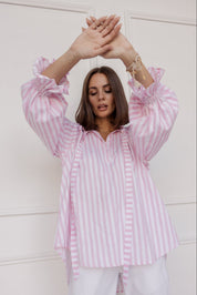 DANILL Blouse Light Pink Thick Stripe