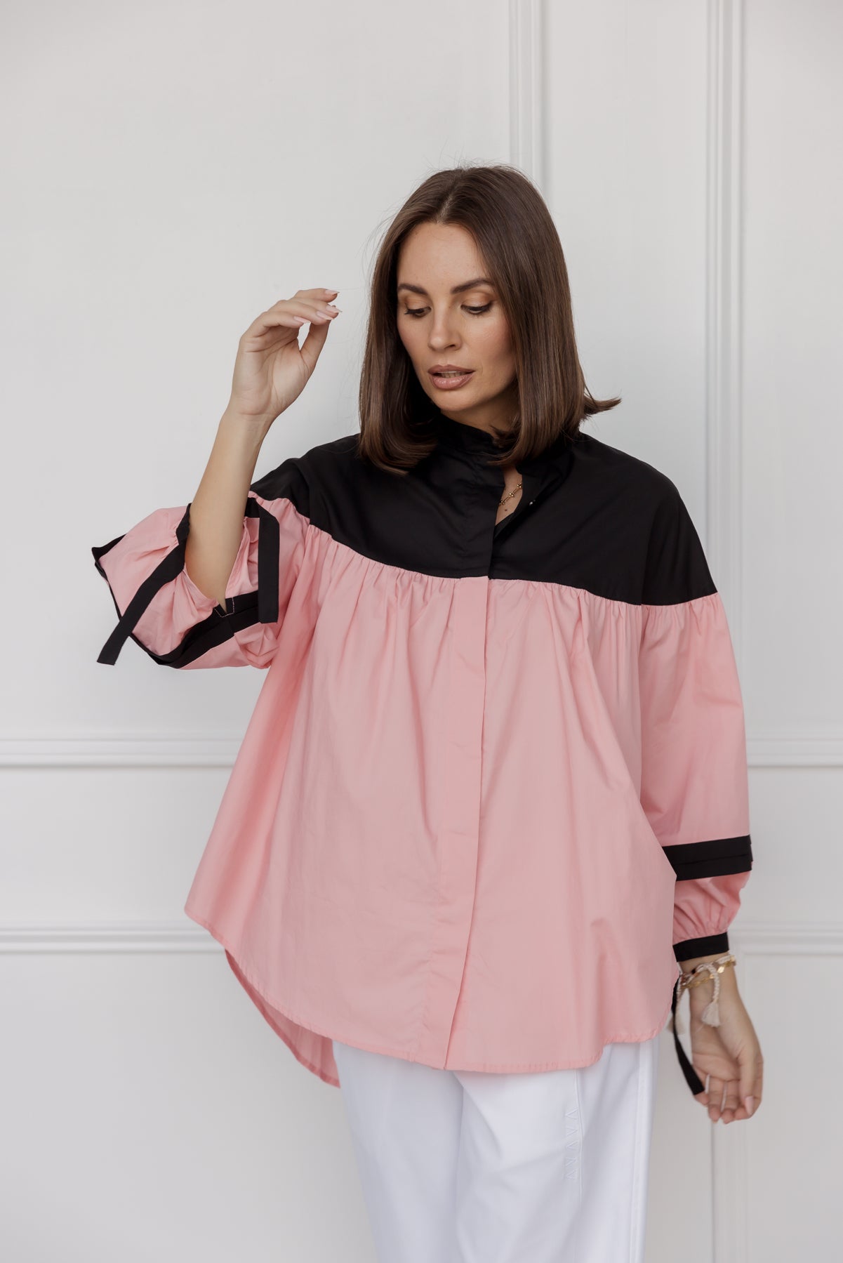 RENNOX Blouse Black & Peach