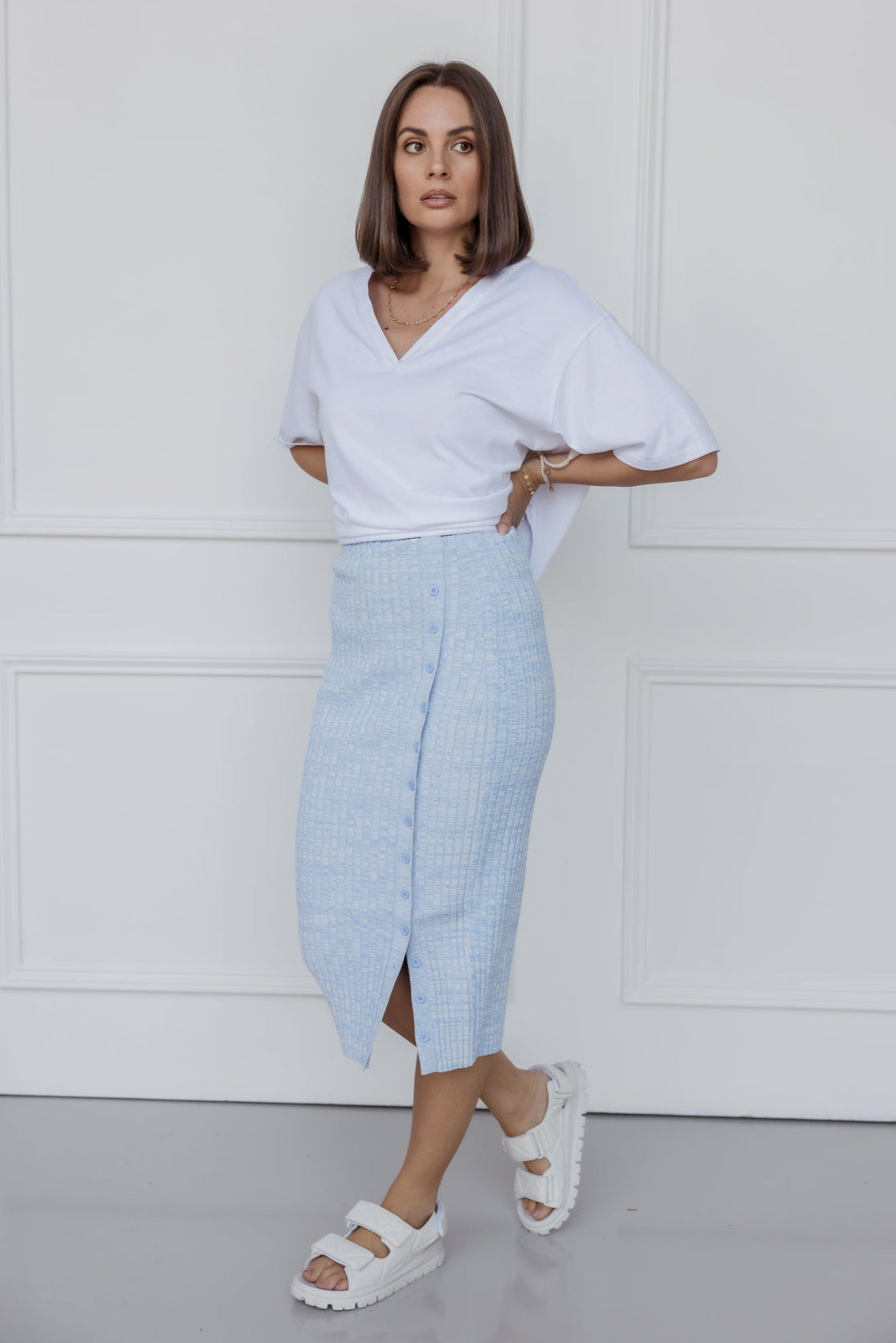 WILLOW Knit Skirt Light Blue