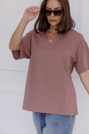 NIX V-Neck T-Shirt Mahogany