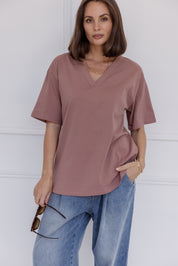 NIX V-Neck T-Shirt Mahogany