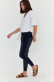 JOEY Pants Vegan Leather Navy