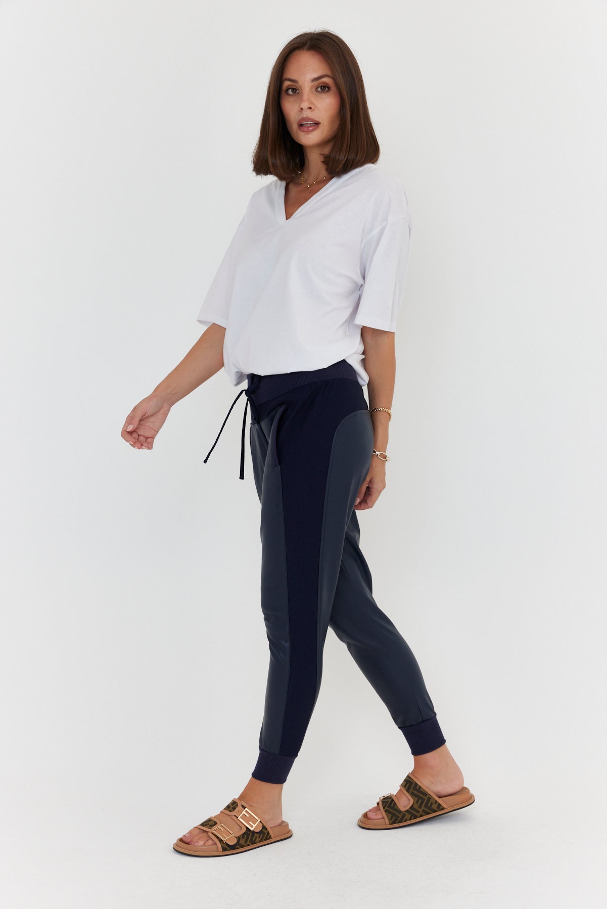 JOEY Pants Vegan Leather Navy
