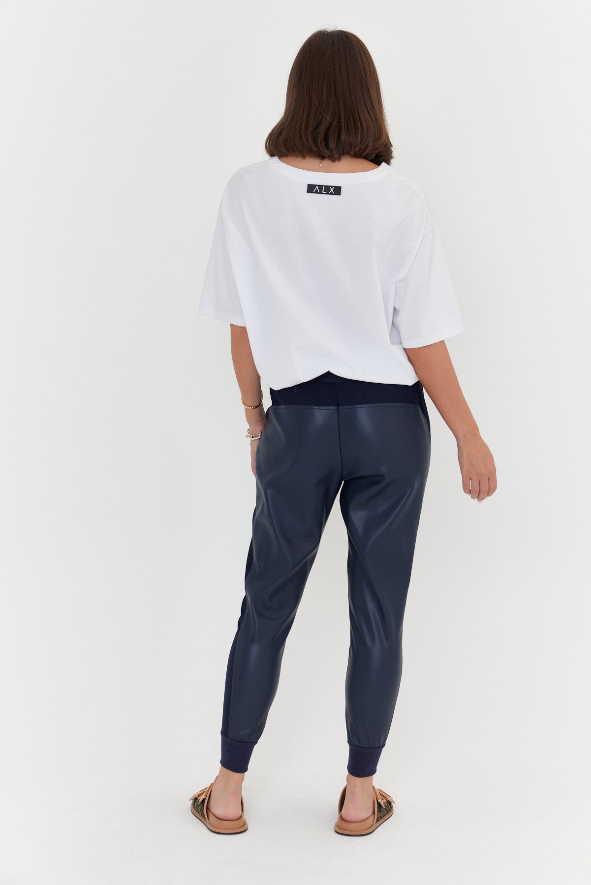 JOEY Pants Vegan Leather Navy