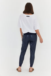 JOEY Pants Vegan Leather Navy