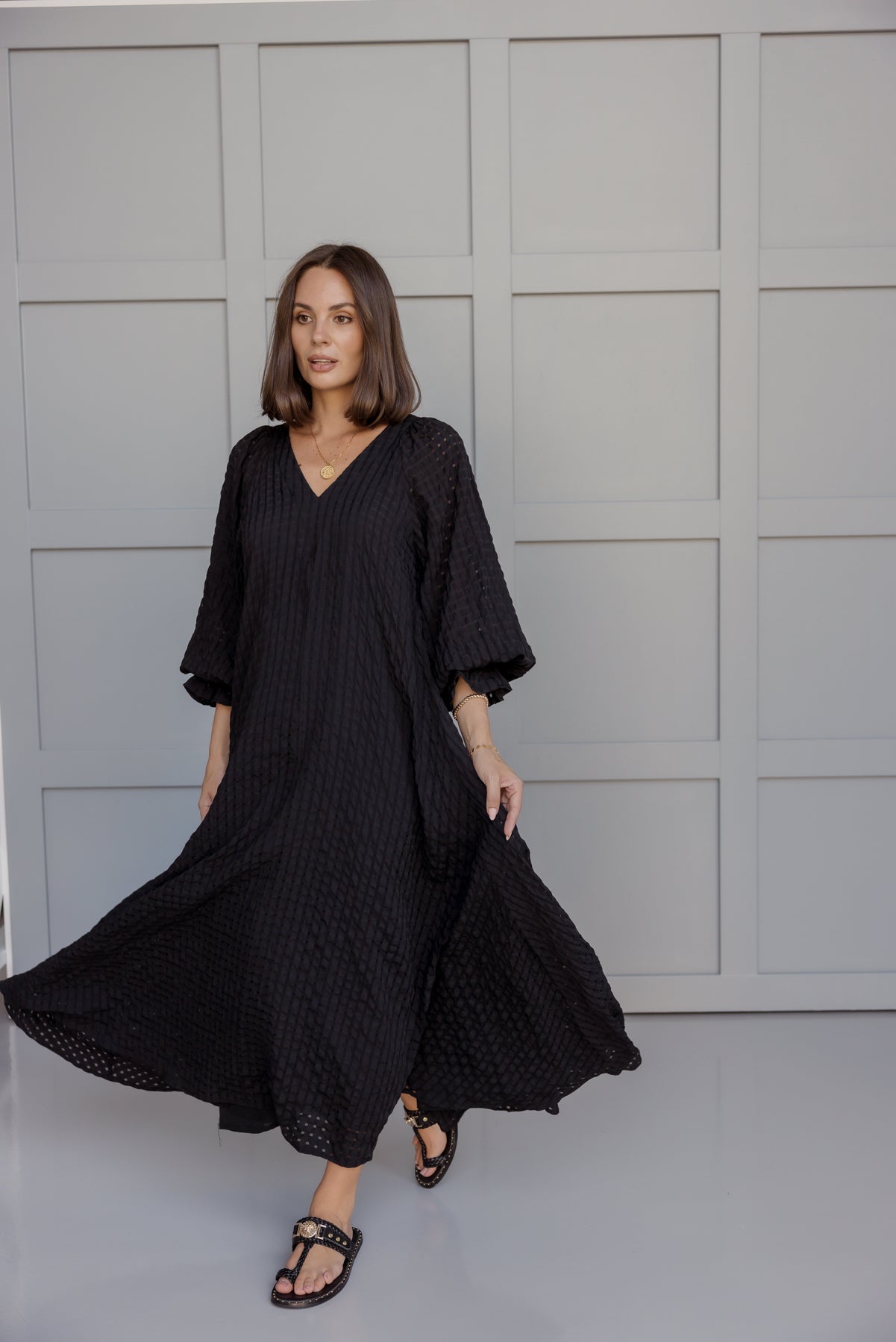 MADERO Dress Chequer Black