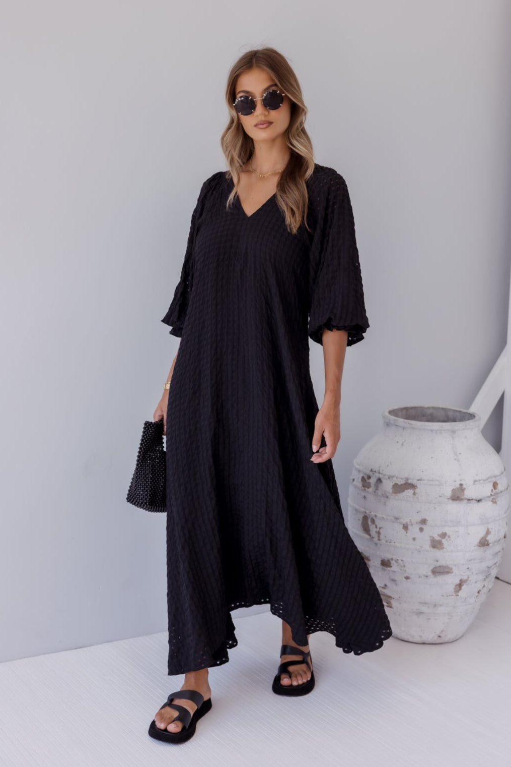 MADERO Dress Chequer Black