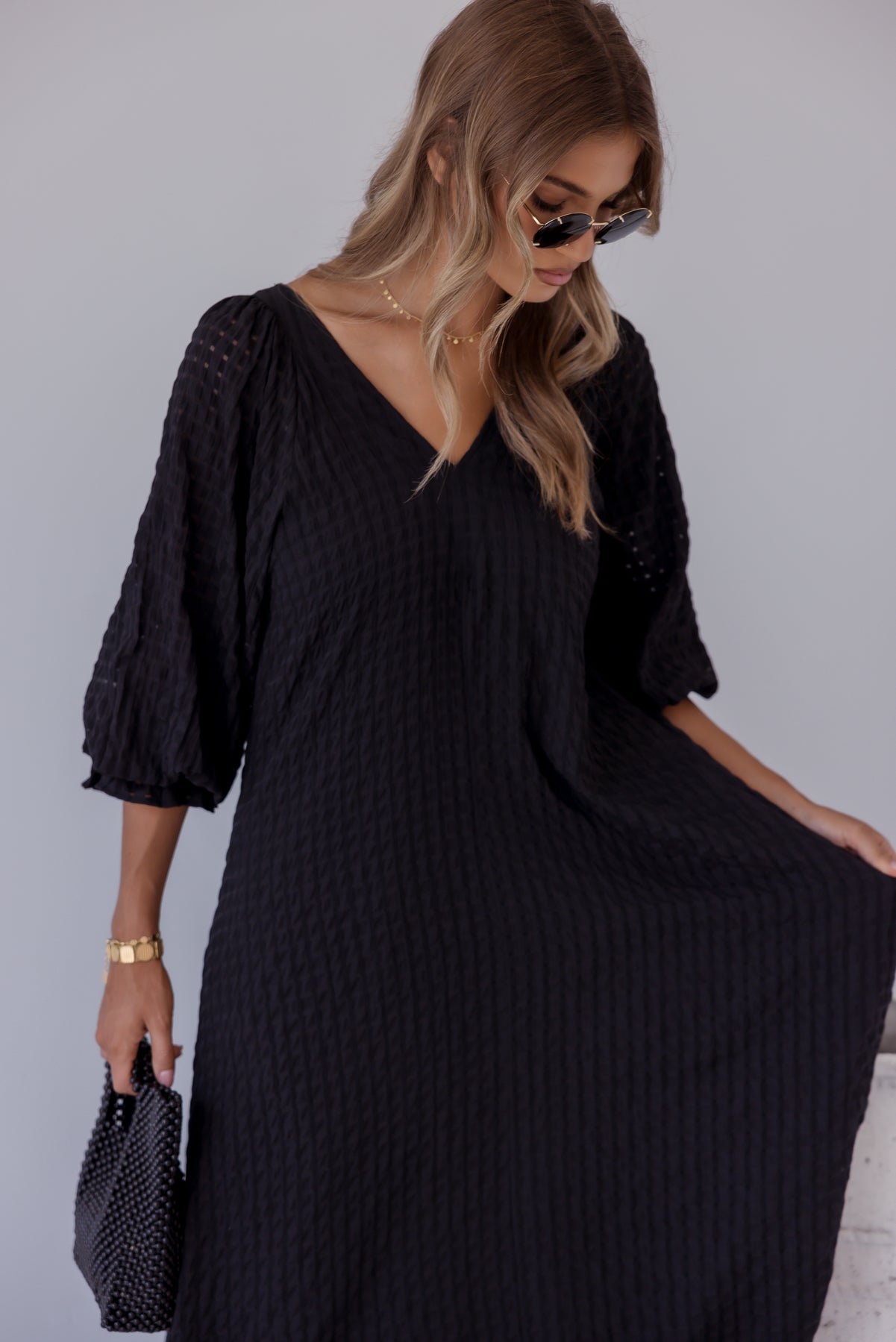 MADERO Dress Chequer Black