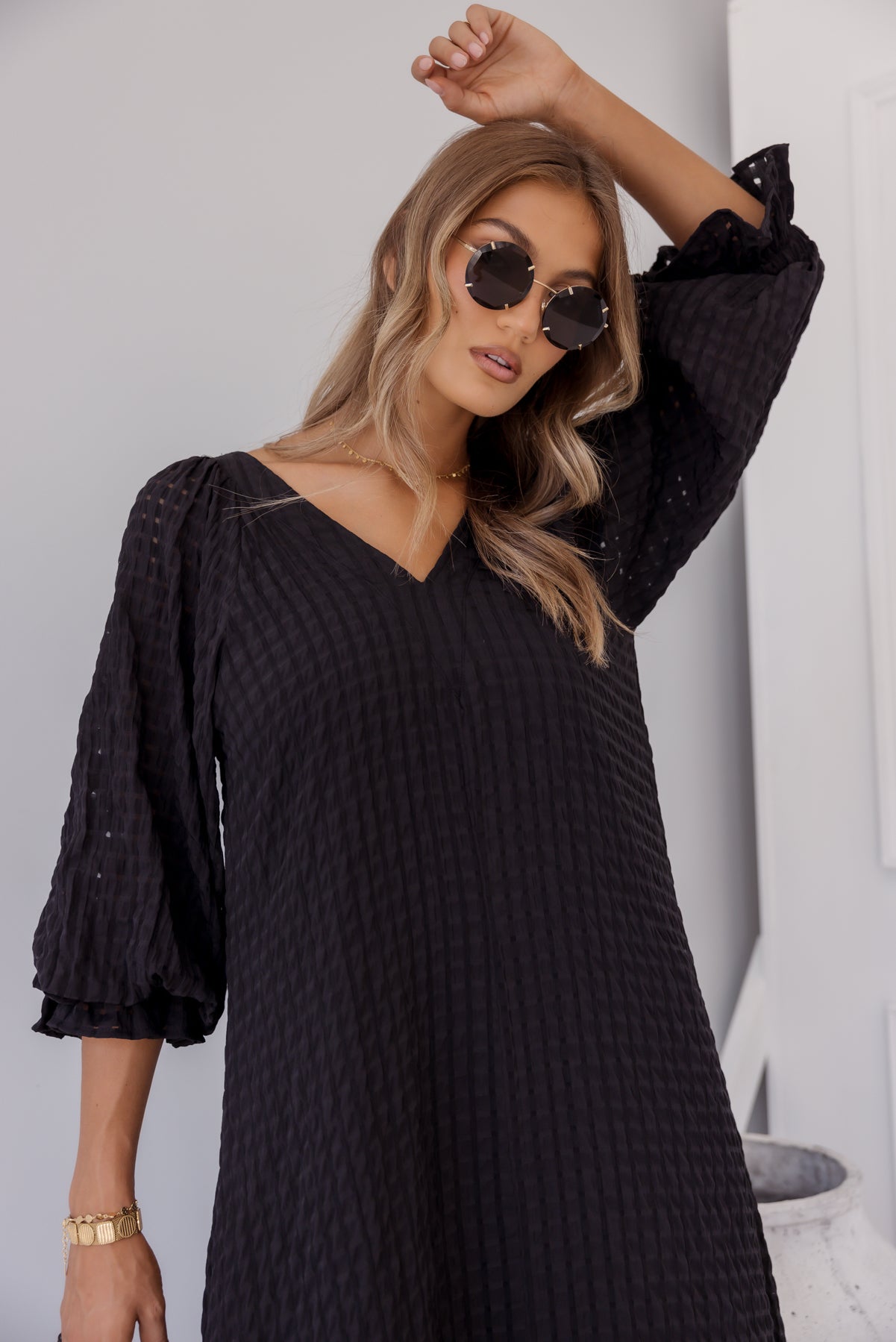 MADERO Dress Chequer Black