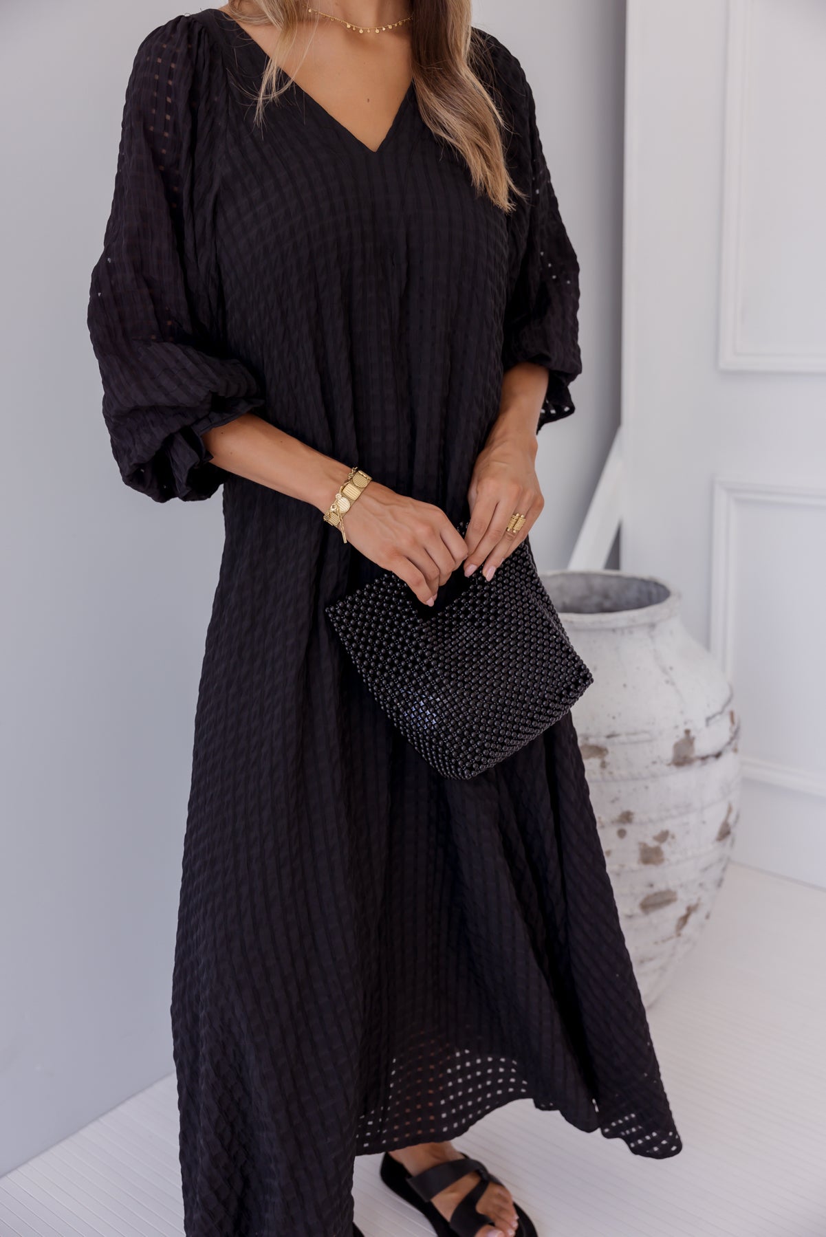 MADERO Dress Chequer Black