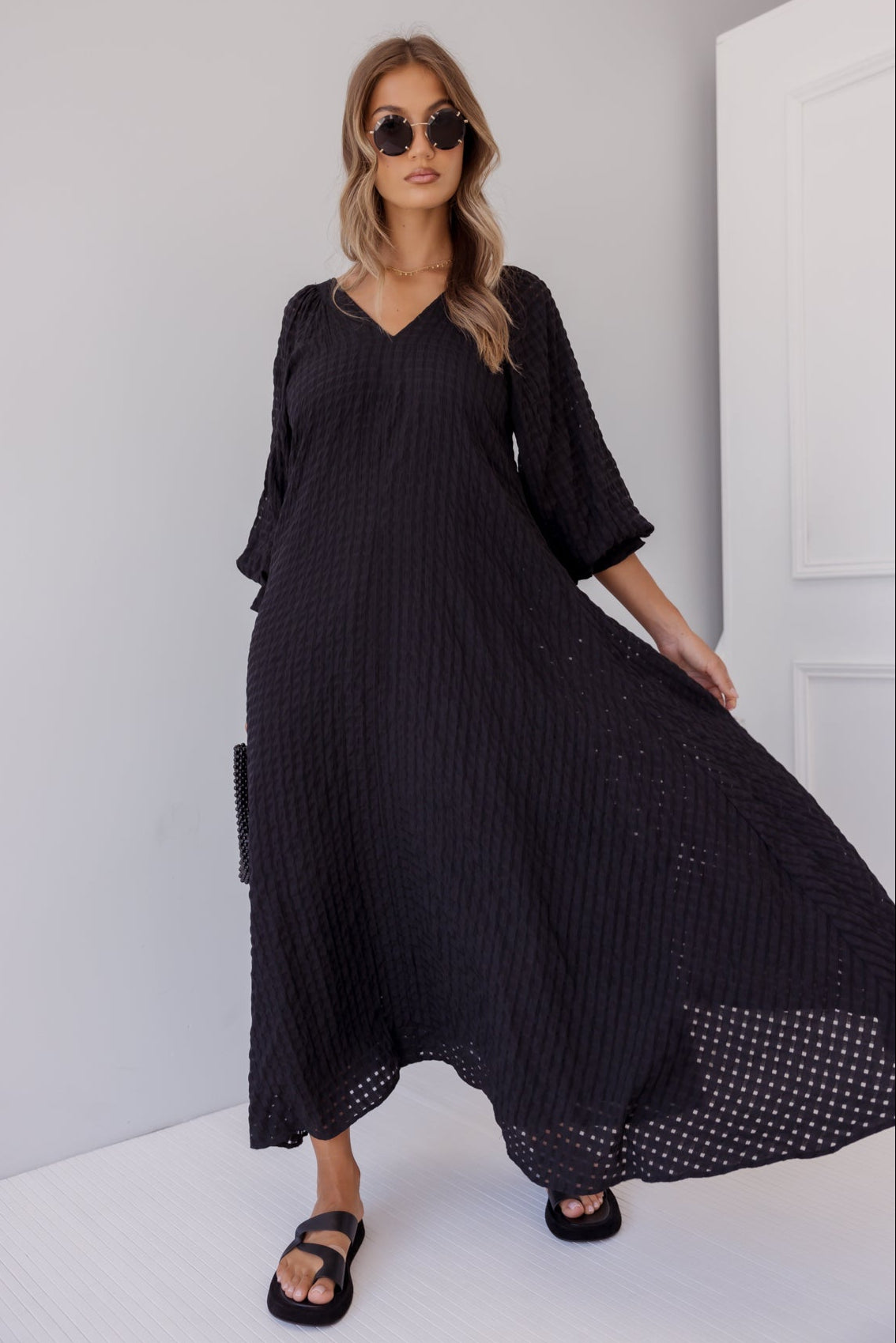 MADERO Dress Chequer Black