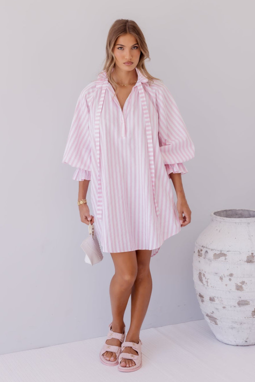 LYCIUM Dress Light Pink Thick Stripe